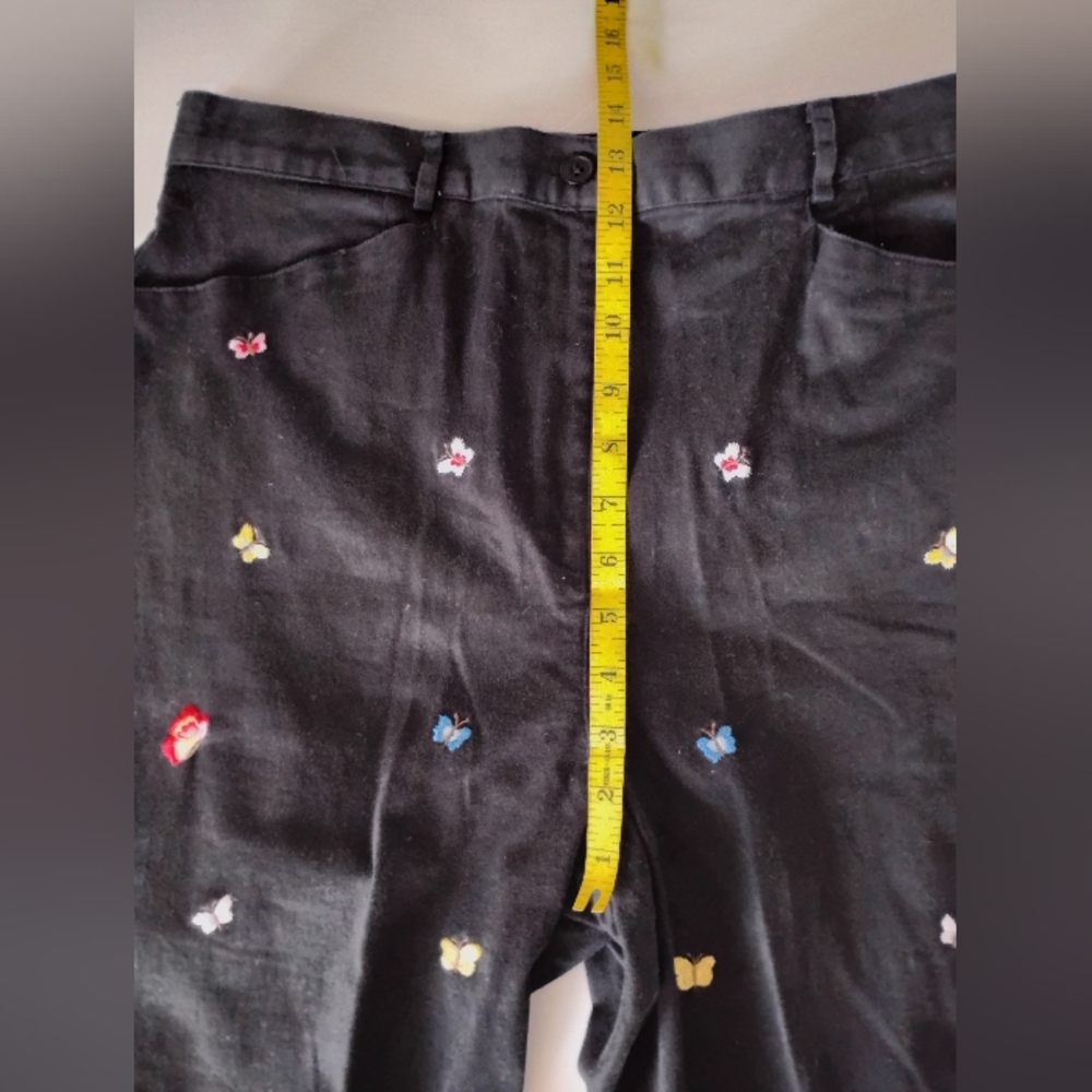 Talbots Vintage Cotton Stretch Garden Girl Embroidered Pants Butterfly Size 14 - Picture 12 of 14